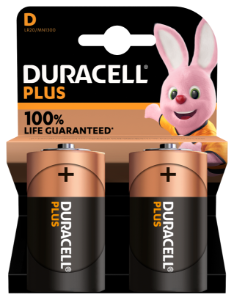 Duracell Plus D Alkaline - Pack of 2