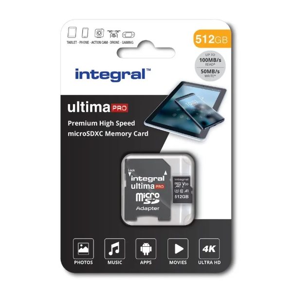 Integral Micro SD CARD 512GB - With Adaptor to SD Card