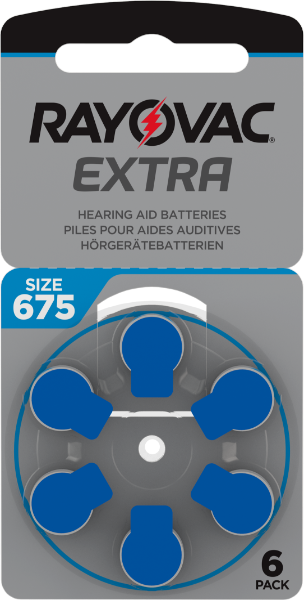 Hearing Aid Battery Size 675 Card of 6